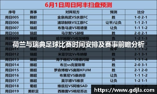 荷兰与瑞典足球比赛时间安排及赛事前瞻分析